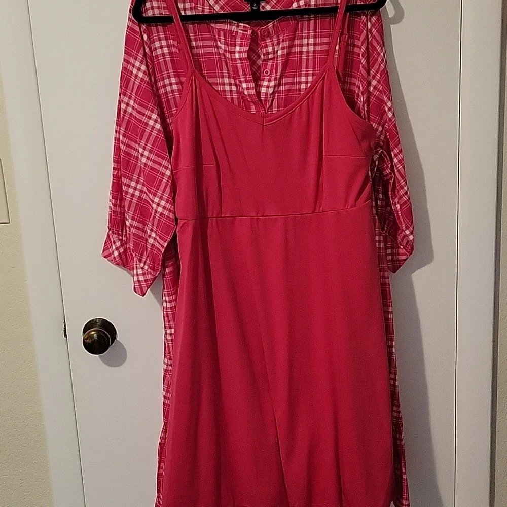 torrid Red Plaid Button-Front Tiered Dress - Picture 7 of 15